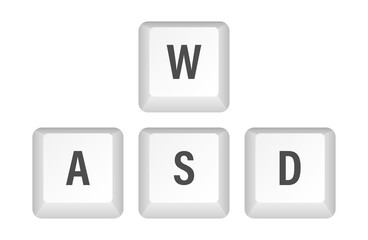 Aufkleber - WASD computer keyboard buttons. Desktop interface. Web icon. Gaming and cybersport.  stock illustration.