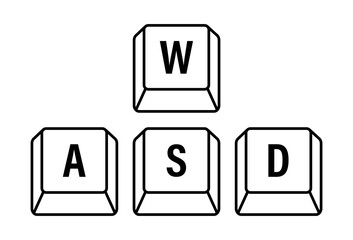 Aufkleber - WASD computer keyboard buttons. Desktop interface. Web icon. Gaming and cybersport.  stock illustration.