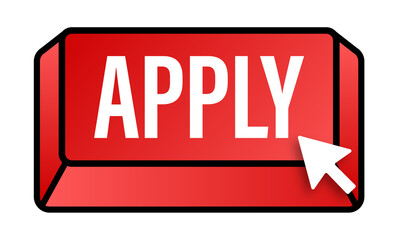 Aufkleber - apply with cursor button. internet icon. pointer click icon. stock illustration.