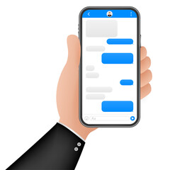 Poster - Chat Interface Application with Dialogue window. Clean Mobile UI Design Concept. Sms Messenger.  stock illustration.
