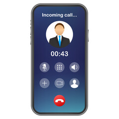 Canvas Print - Smartphone with incoming call on display. Incoming call.  stock illustration.