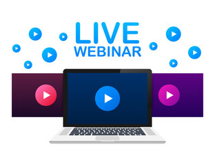 Wall Mural - live webinar button, icon, emblem, label. illustration.