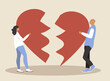 © Viktoria - vector illustration in a flat style on the theme of breaking up a relationship. man and woman carry halves of a heart