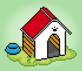 Wall Mural - 8 bit pixel house for dogs. barkitecture for game assets and cross stitches in vector illustrations.