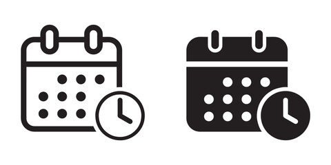 Fototapete - ofvs141 OutlineFilledVectorSign ofvs - calendar deadline vector icon . isolated transparent . clock with time sign . event reminder . black outline and filled version . AI 10 / EPS 10 . g11480