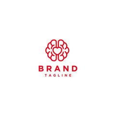 Brain Icon With Heart Symbol Inside. Heart Icon inside Brain Symbol Logo Design.