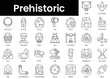 Set of outline prehistoric icons. Minimalist thin linear web icon set. vector illustration.