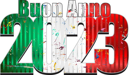 Happy New Year 2023 with Italy flag inside - Illustration,
2023 HAPPY NEW YEAR NUMERALS