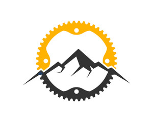 Canvas Print - Bicycle gear with mountain inside