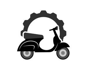 Canvas Print - Gear shape with motorcycle inside