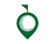 Location pin with golf ball inside