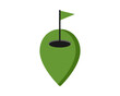 Location pin with golf flag inside