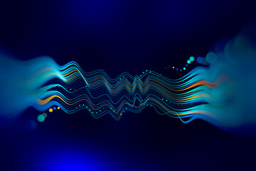 Aufkleber - Abstract technological background in vibrant colors with blur. Futuristic hi-tech banner.
