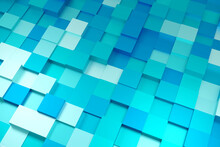 3d Rendered Abstract Cyan Blue Background With Square Shape