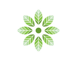 Poster - flower shaped green leaves inside