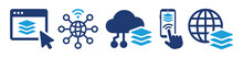 Digital platform vector icon set. Online application illustration. Web layer for app symbol.