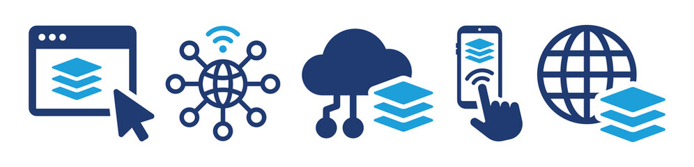 Poster - Digital platform vector icon set. Online application illustration. Web layer for app symbol.