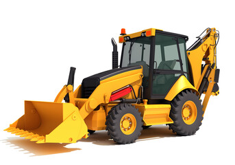 Wall Mural - Wheel Loader construction machinery 3D rendering on white background