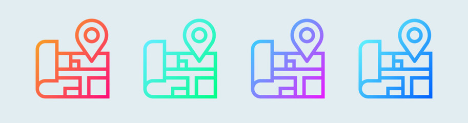 Poster - Maps line icon in gradient colors. Location pin signs vector illustration.
