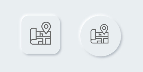Poster - Maps line icon in neomorphic design style. Location pin signs vector illustration.