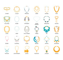 Set Of Necklace Thin Line Icons For Any Web And App Project.