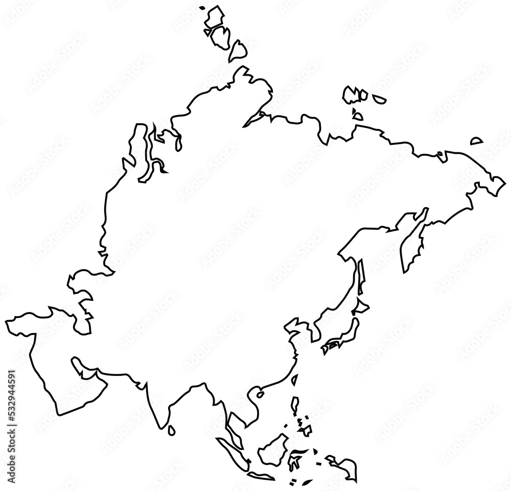 Asian continent outline map PNG image