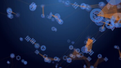 Poster - Bitcoin Blockchain Cryptocurrency Digital Encryption, Digital Money Exchange, Technology Global Network Connections Background