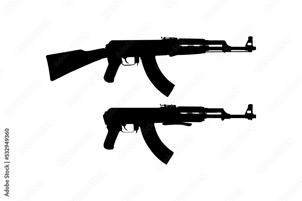 Silhouette of the AK 47 Gun for Pictogram or Graphic Design Element ...