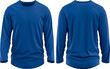 ©  FIROZA STUDIO - T-shirt round neck and hem long sleeve. jersey fabric texture ( 3d rendered ) Royal
