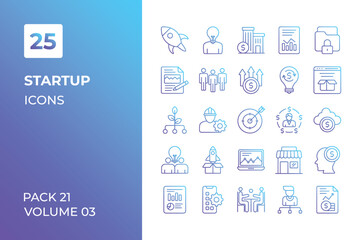 Poster - Startup icons collection. Set vector line with elements for mobile concepts and web apps. Collection modern icons.