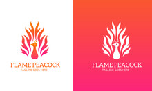 Template Logo Flame Peacock