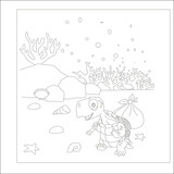 Fototapeta Dinusie - funny tortoise coloring page for kids