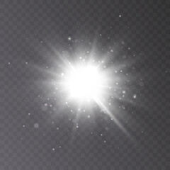 A flash of light, a star on a transparent background. Sun, summer. light sunlight png. Light flash of light.