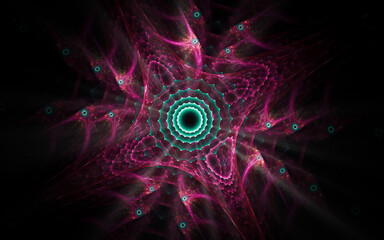 Aufkleber - digital illustration abstract image generated fractal background image portal pattern of various geometric shapes and lines of various colors for computer graphics or web design