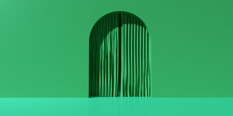 Poster - curtain with an arch - minimal design - 3d render