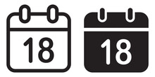 Ofvs145 OutlineFilledVectorSign Ofvs - Calendar Date Vector Icon . Isolated Transparent . Planning - Day 18 . Black Outline And Filled Version . AI 10 / EPS 10 . G11484