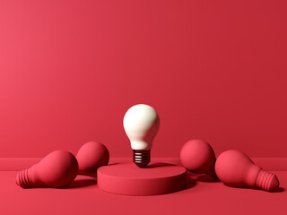 Wall Mural - One out unique idea light bulb - 3D render