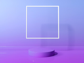Poster - podium with a square frame in a room - 3d render