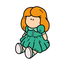 Vector Icon Illustration Of Doodle Bab Doll 