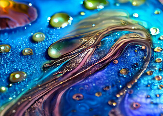 Poster - Abstract texture from strokes of paint and glitter.  Water and oil paint explosion. backdrop for presentation, media, banner and other designs. Render
