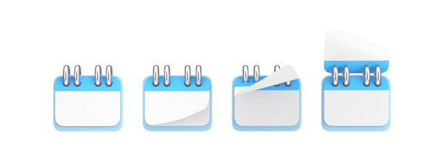 Fototapete - Set of Cartoon Icon Calendars. 3d Rendering