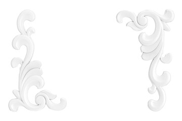 Aufkleber - White Gypsum Bagetnye Frames and Element. Stucco Weave, Pattern, Ornament. 3d Rendering