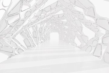 Aufkleber - Illuminated Empty Open Space, Corridor or Room Interior, White Abstract Modern Architecture Background. 3d Rendering