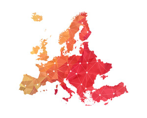 Europe Map - Abstract geometric rumpled triangular low poly style gradient graphic on white background , line dots polygonal design for your . Vector illustration eps 10.