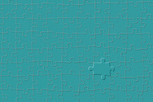 Embossed Piece Of A Blue Jigsaw Puzzle.