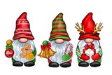 Merry Christmas set with cute Santa Claus gnomes banner design. cute cartoon illustration.