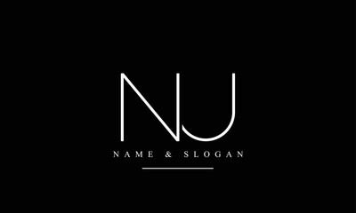 UN, NU, U, N abstract letters logo monogram