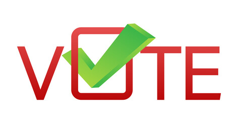 Poster - Vote symbols. Check mark icon. Vote label on white background.  stock illustration