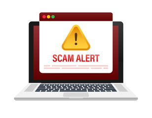 Poster - scam alert. hacker attack and web security concept, phishing scam. network and internet security. il