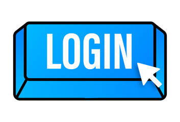 Aufkleber - Login. Web banner. Arrow, cursor icon. Arrow  icon. Hand click  stock illustration